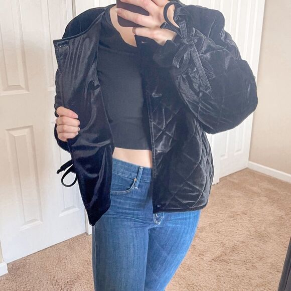 Something Navy Quilted Velour Jacket Black XXL - Picture 6 of 12